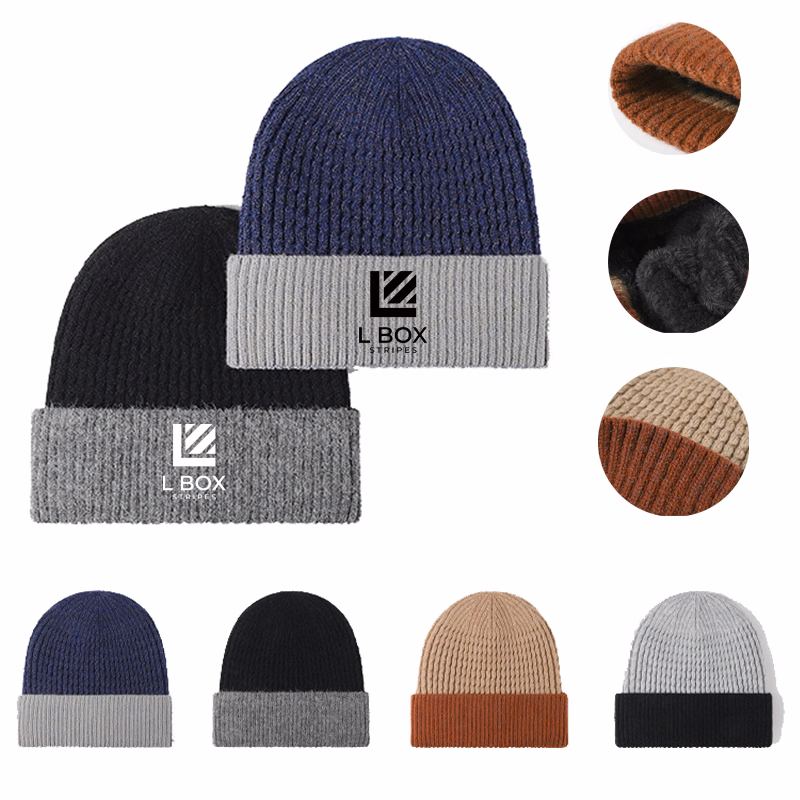 100% Polyester Hat For Men Knit Winter Beanie