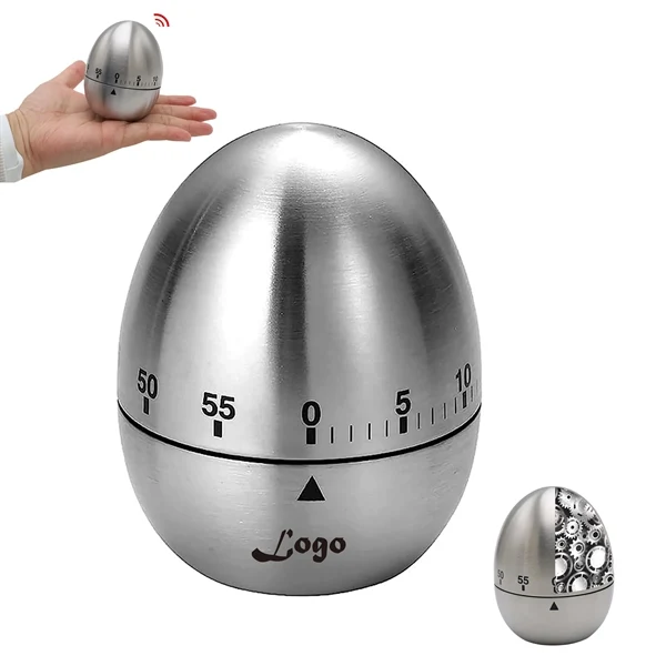 60 Minute Countdown Stainless Steel Egg Type Mechanical Timer 1