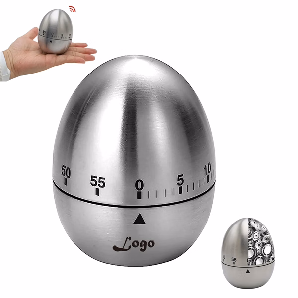 60 Minute Countdown Stainless Steel Egg Type Mechanical Timer