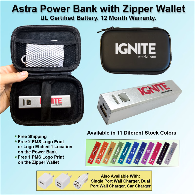 Astra Power Bank Gift Set in Zipper Wallet 1800 mAh