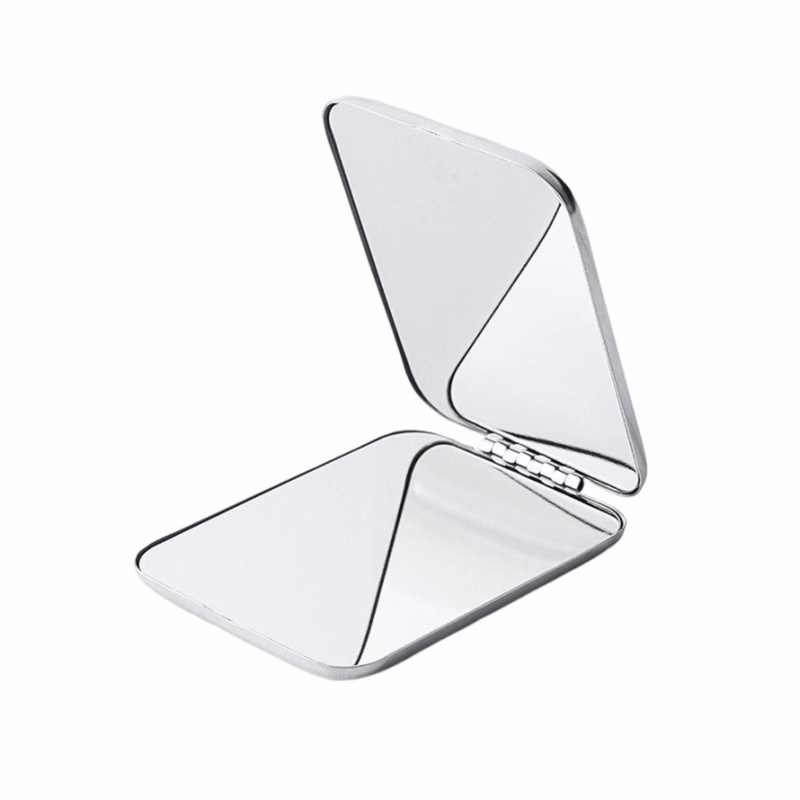 Rectangle Stainless Steel Foldable Compact Makeup Mirror