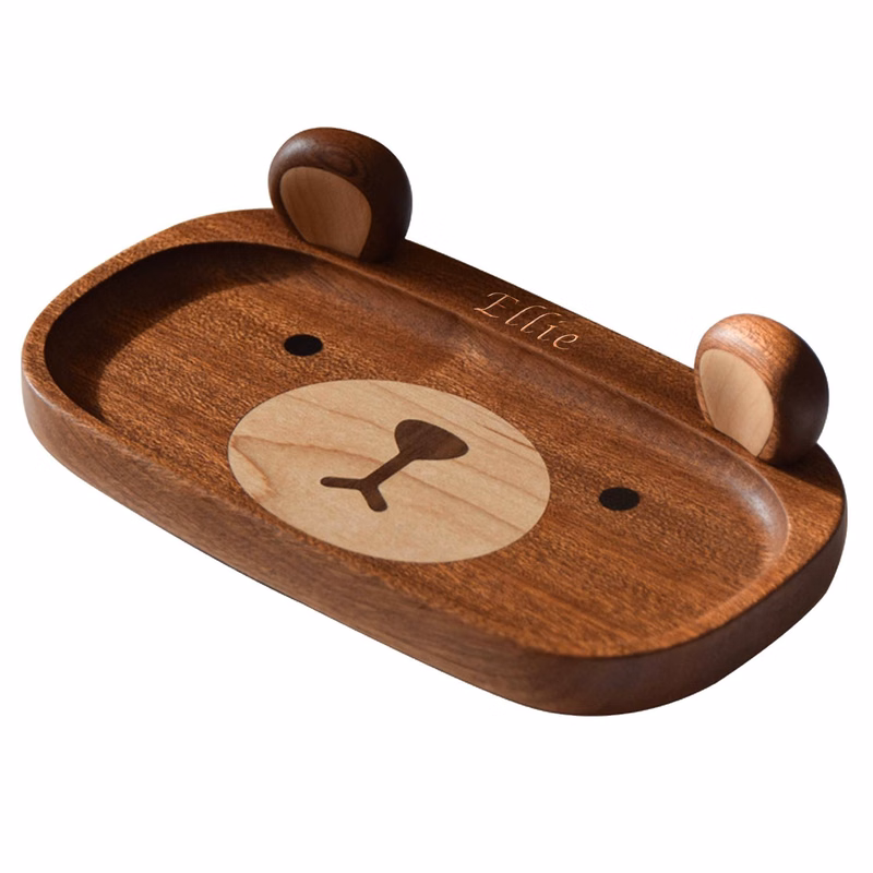 Cute Wooden Bear Shaped Tray