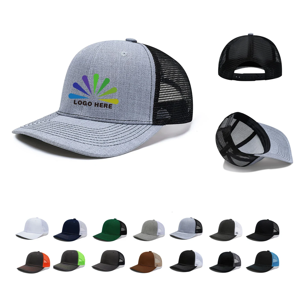 Soft Mesh Snapback Cap Poly Cotton Twill Trucker Hat MOQ50 1