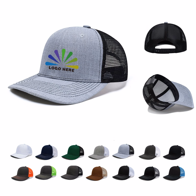 Soft Mesh Snapback Cap Poly Cotton Twill Trucker Hat MOQ50