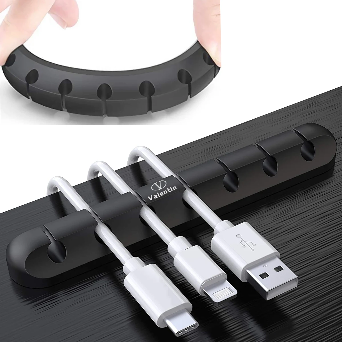 7-Slot Silicone Desktop Cable Organizer 1