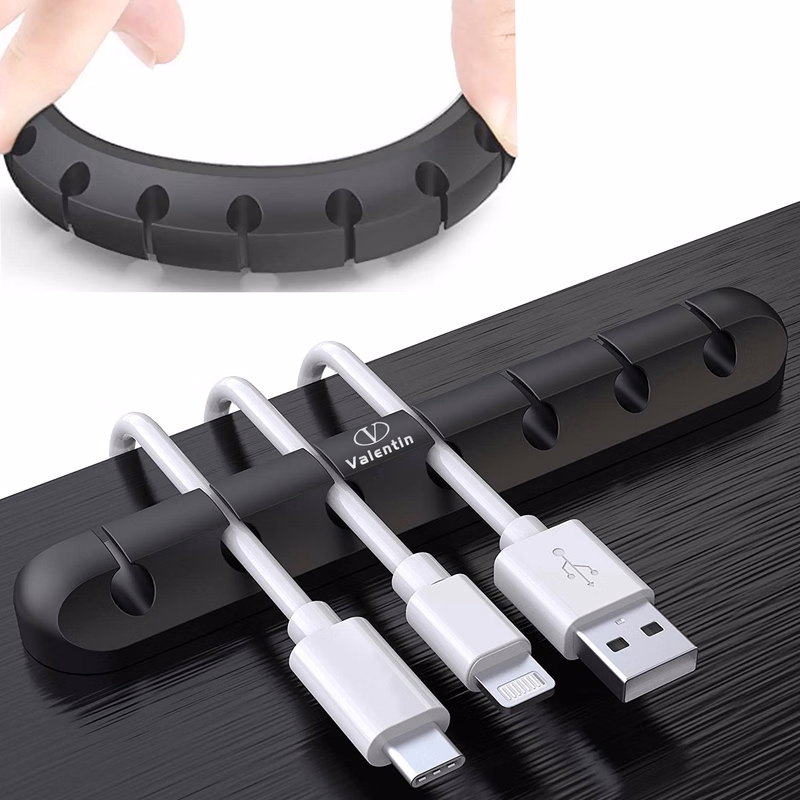 7-Slot Silicone Desktop Cable Organizer