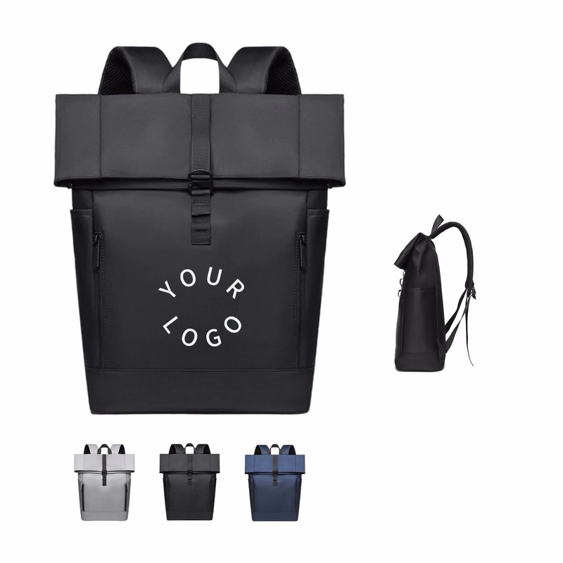 Polyester Laptop Backpack with Front Pocket and Padded Straps