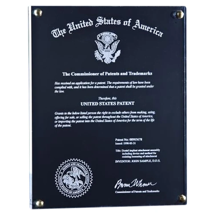 Atlantic Patent Award Plaque 1