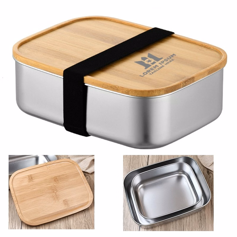 Stainless Steel Bento Box with Bamboo Lid