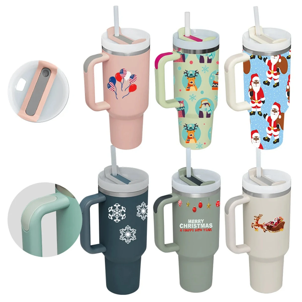 40 Oz Full Color Printed Vacuum Tumbler with Handle & Straw 1