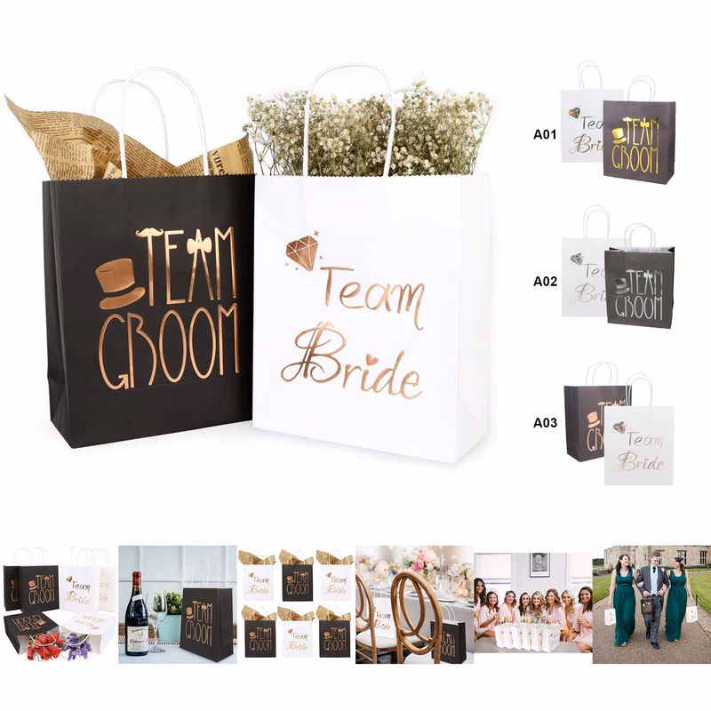 12pcs Wedding Party Gift Bags 6 Groomsmen 6 Bridesmaid Gift Bags