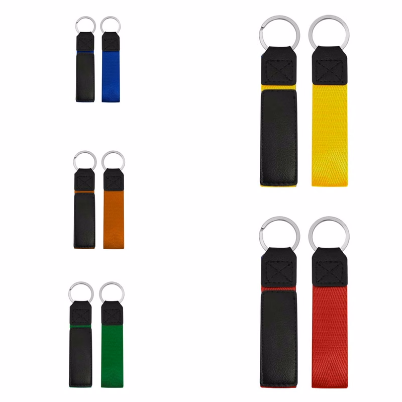 Colorful Leather Webbing Keychain