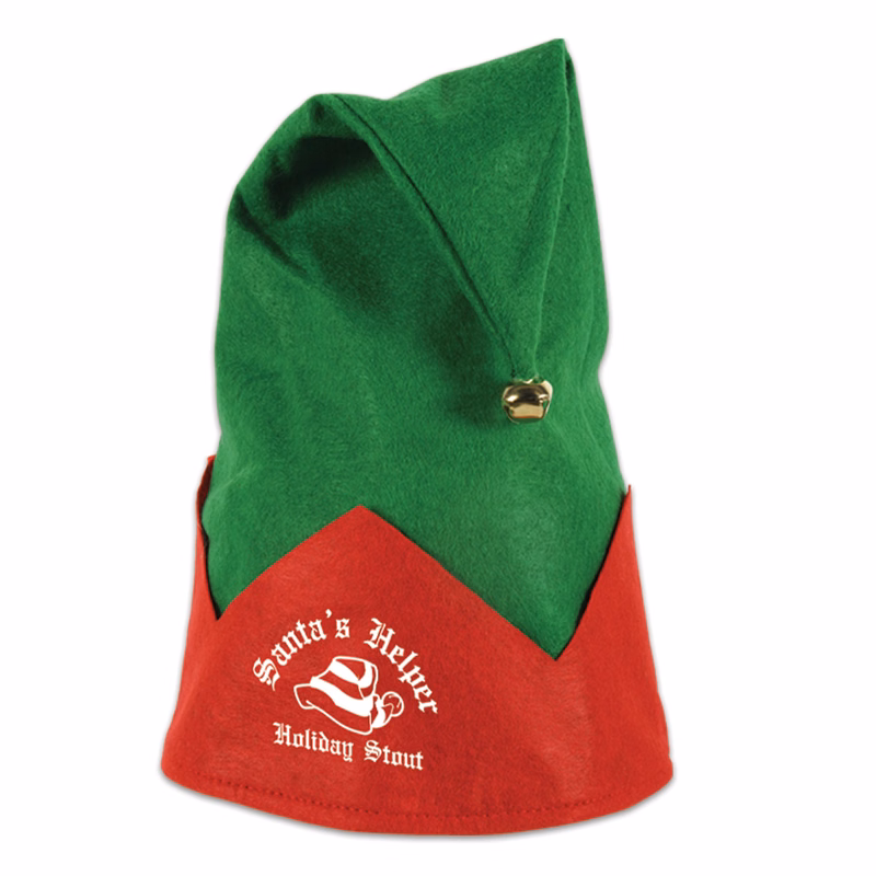 Green Felt Elf Hats w/ Red Felt Trim and Bell
