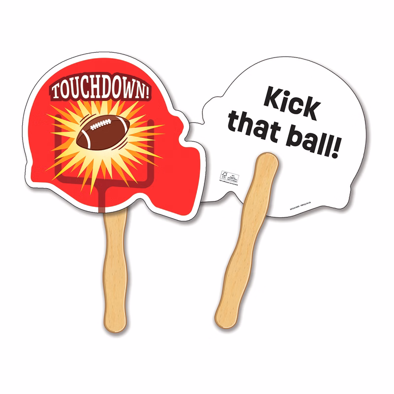 HAND FANS - Full Color, Football Helmet Shaped Hand Fan