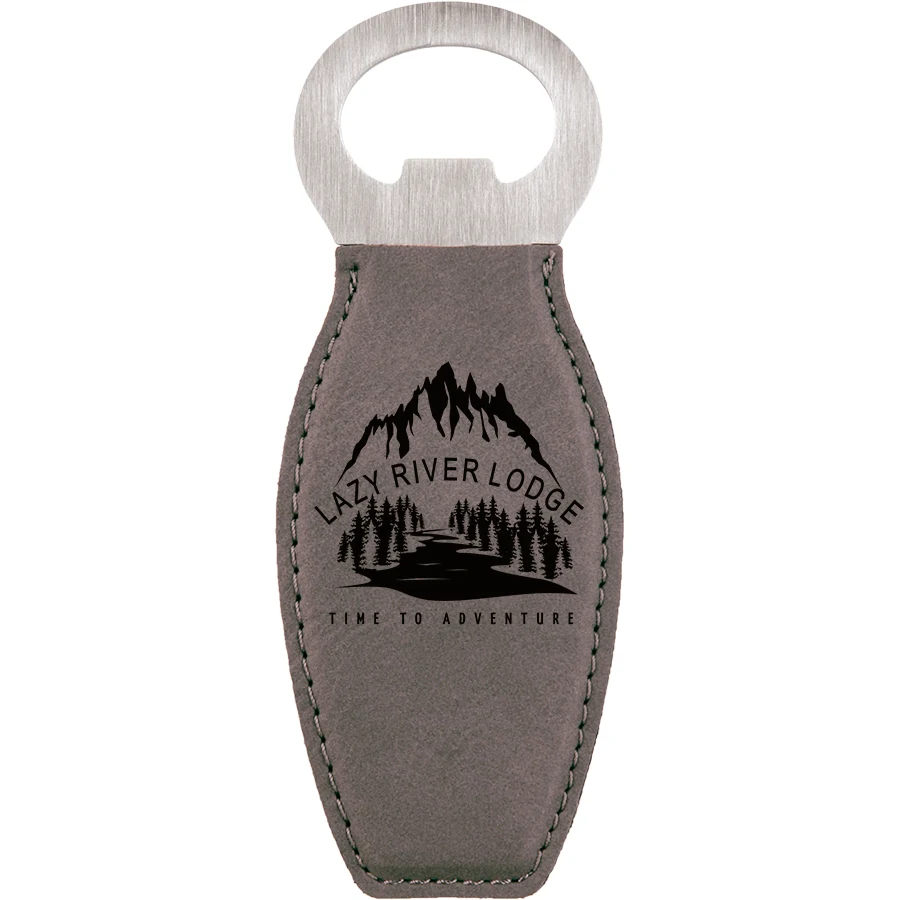 Gray Leatherette Bottle Opener with Magnet 1