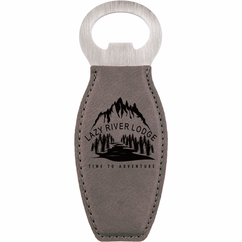 Gray Leatherette Bottle Opener with Magnet