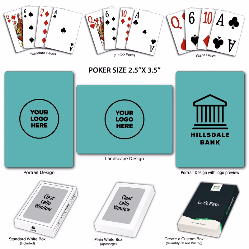 Solid Back Aqua Poker Size Playing Cards