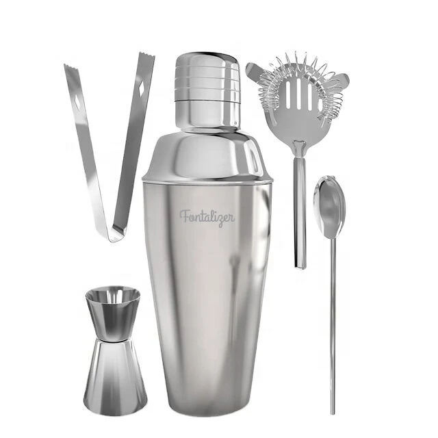 WineVault 5-Piece Stainless Steel Cocktail Shaker Set – 350ml Shaker & Bartending Tools 1