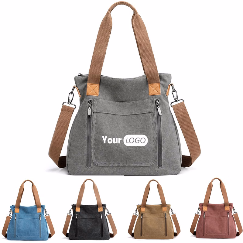 Canvas Multi-pocket Tote Bag