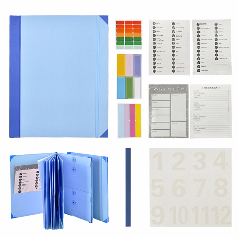 Important Document Organizer Folio with Labels Pockets