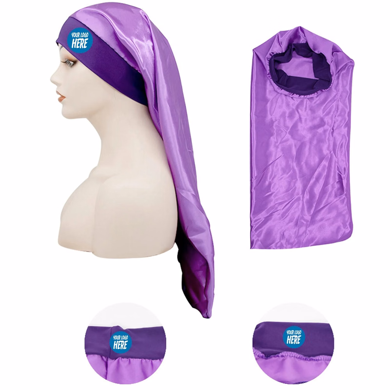 Long Silk-Satin Night Cap Bonnet for Women