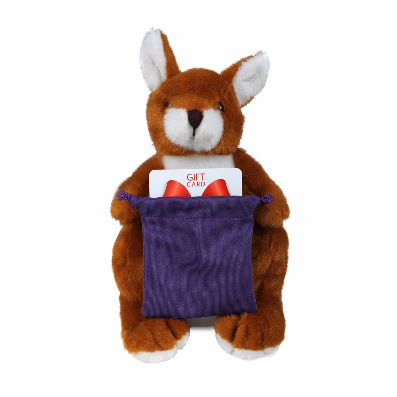 Soft Plush Sitting Kangaroo with Gift Card Sack