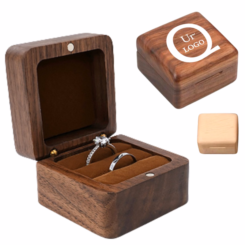 2.36 X 2.36 X 1.57 Inch Flip-Top Wooden Ring Case
