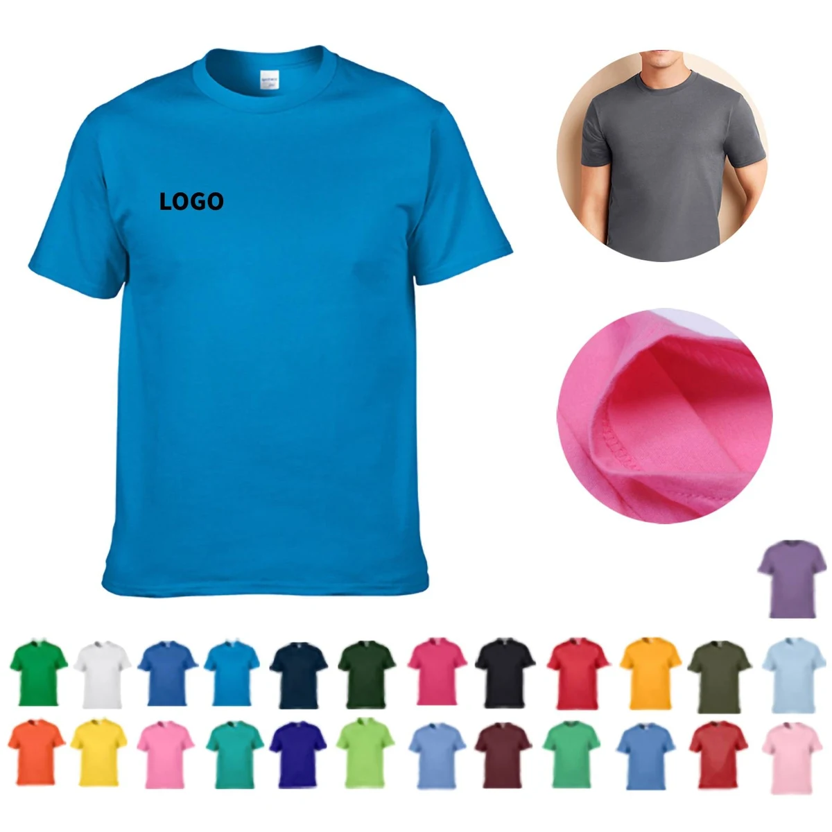 Men's Cotton Solid Color Crew Neck T-Shirt 1