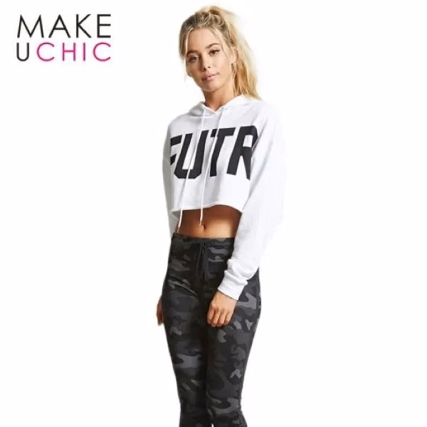 Factory Sample Long Sleeve Crop Top with Print