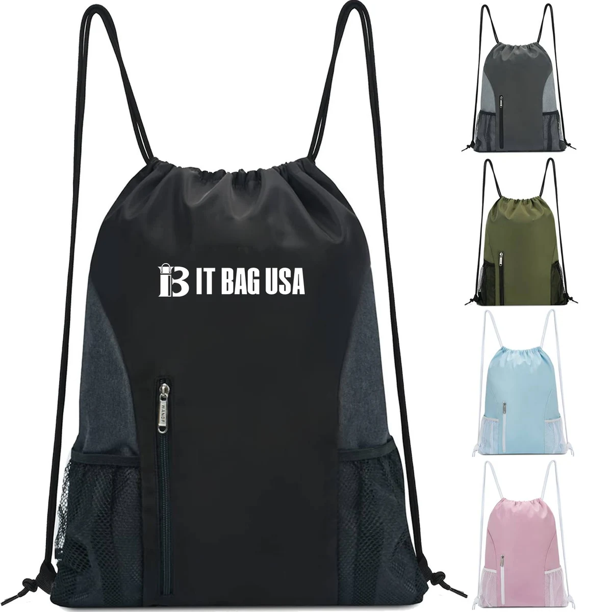 Sports Gym Water Resistant Drawstring Backpack for Women Men 1