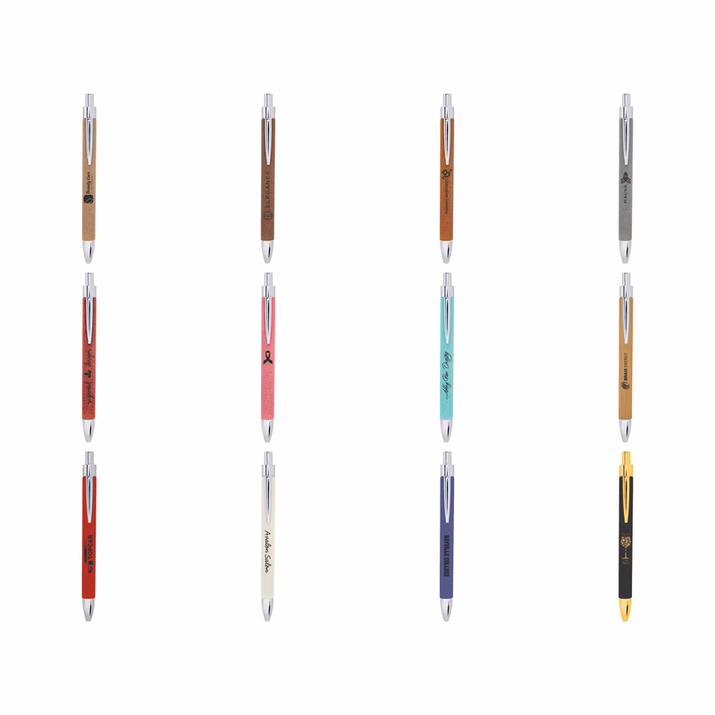 Slim 5.31" Laserable Leatherette Pen with Accent Trim