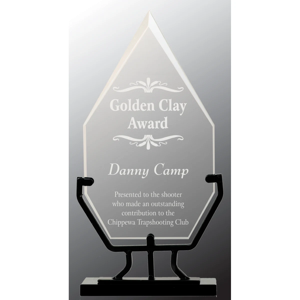 9 3/4" Diamond Vintage Glass Award with Iron Base 1