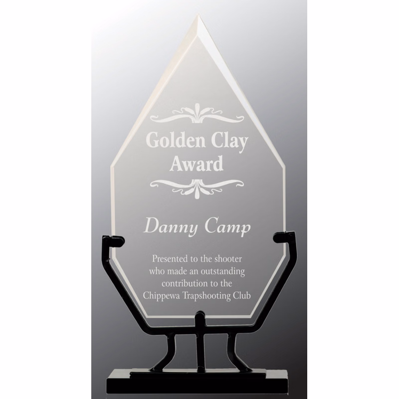 9 3/4" Diamond Vintage Glass Award with Iron Base