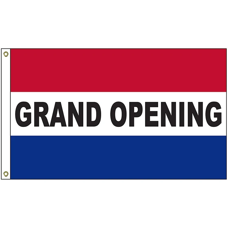 Grand Opening 3' x 5' Message Flag with Heading and Grommets 1