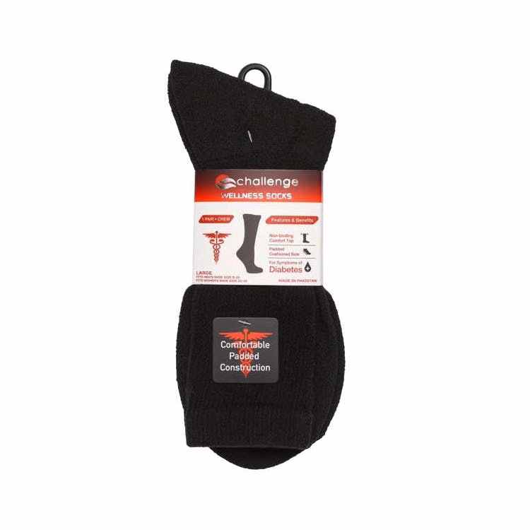 Diabetic Comfort Crew Socks Black