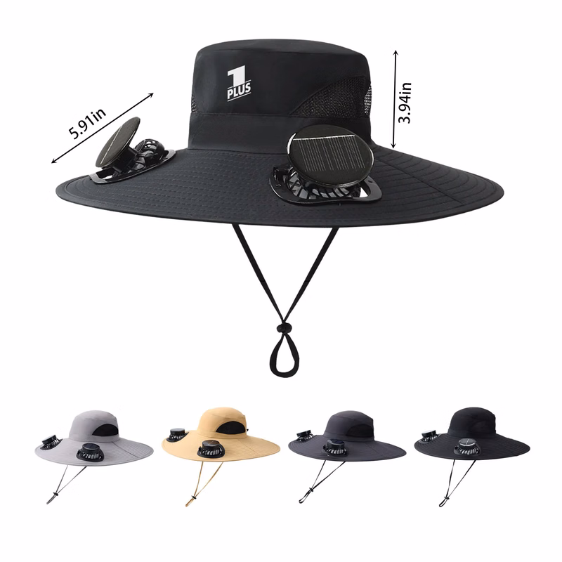 Wide-brim solar fan hat, bucket hat