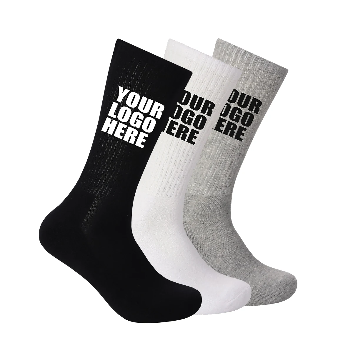 Men's Custom Logo Cotton Sports Socks (Soccer/Basketball) 1