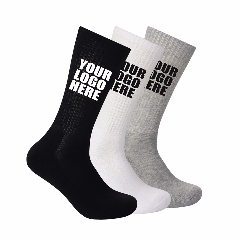 Men's Custom Logo Cotton Sports Socks (Soccer/Basketball)