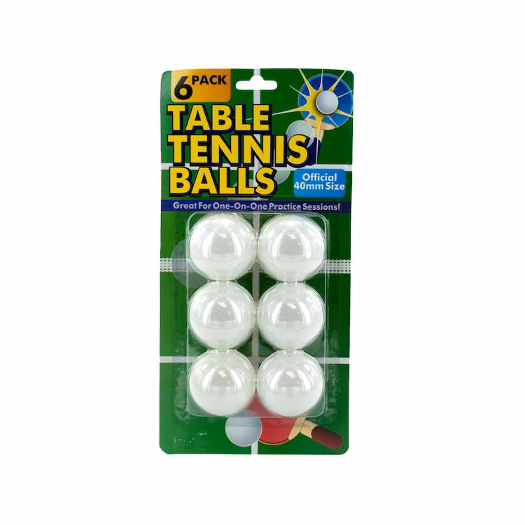 Official Size Ping Pong Balls - 6 Pack White 1.75"