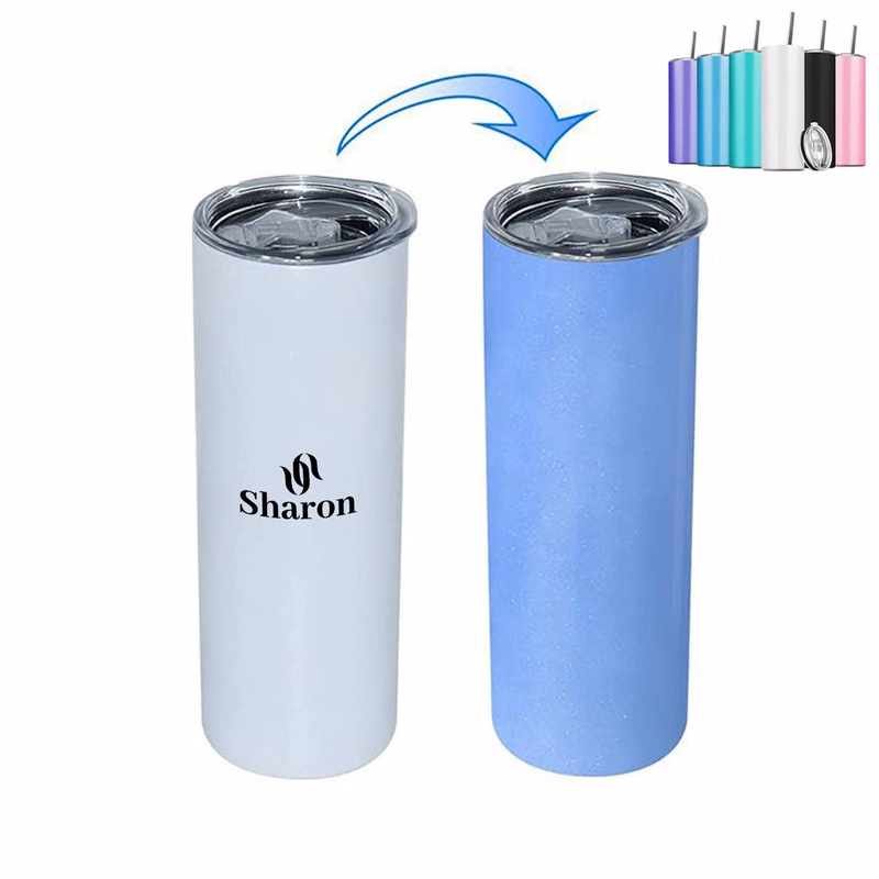 20 Oz Color Changing Slim Insulated Travel Tumbler W/ Lid