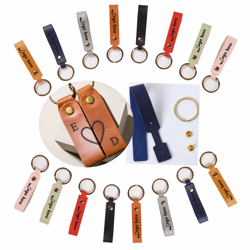MOQ500 Laser-Engraved Leather Keychain