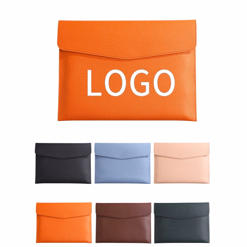 A4 PU Leather Litchi Pattern Document Bag with Magnetic Snap