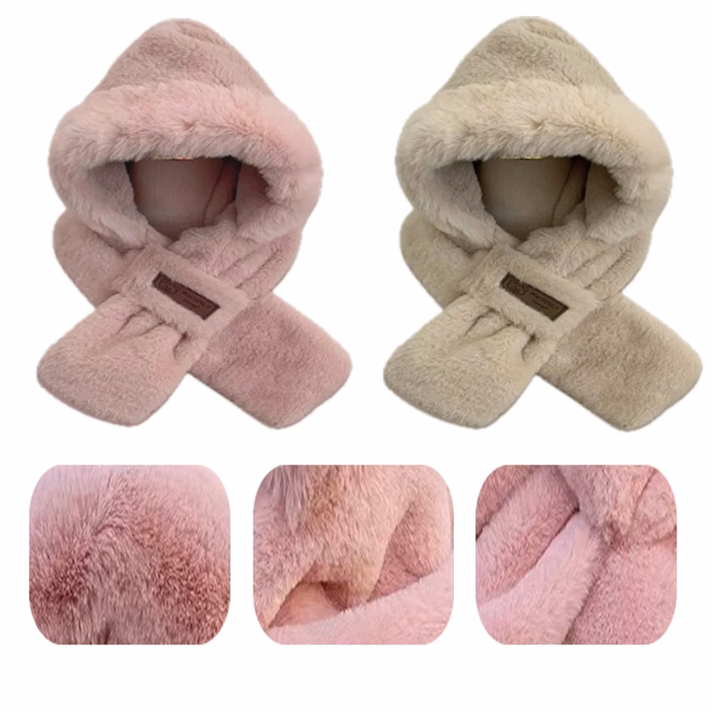 Women 2 In 1 Winter Warm Scarves And Hat