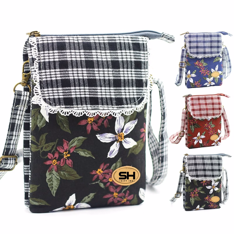 Cotton Multi Pockets Crossbody Phone Bags