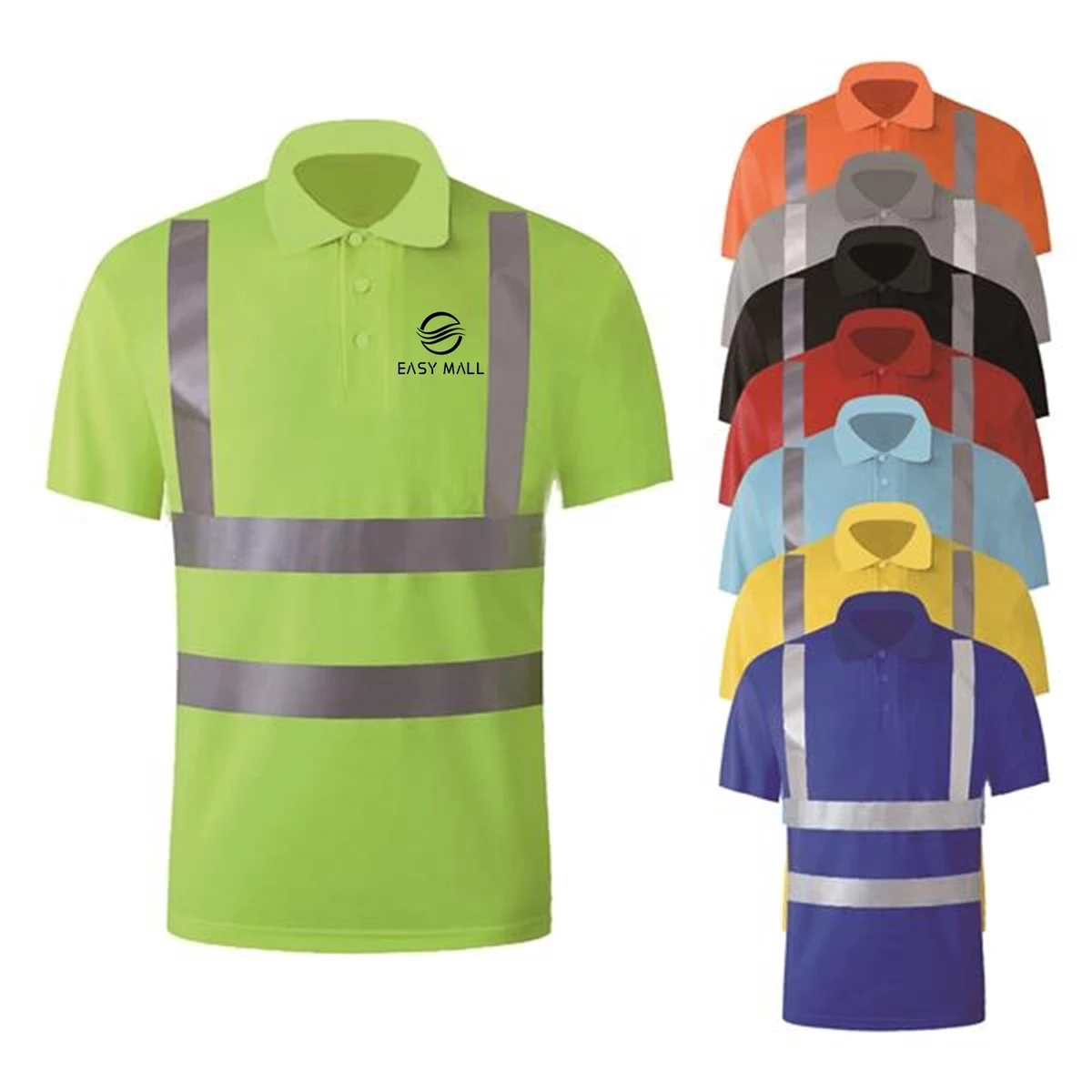 High Visibility Reflective Construction Safety Polo T Shirt 1
