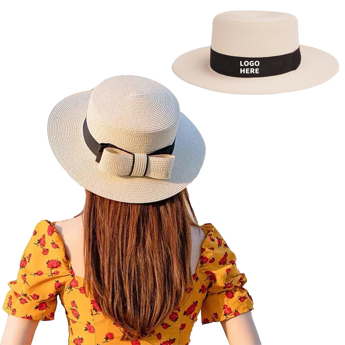Women Straw Sun Hat with Bowknot 1
