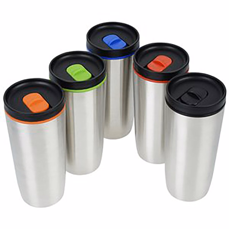 Custom Accent Stainless Travel Mug - 16 oz - Laser Engraved