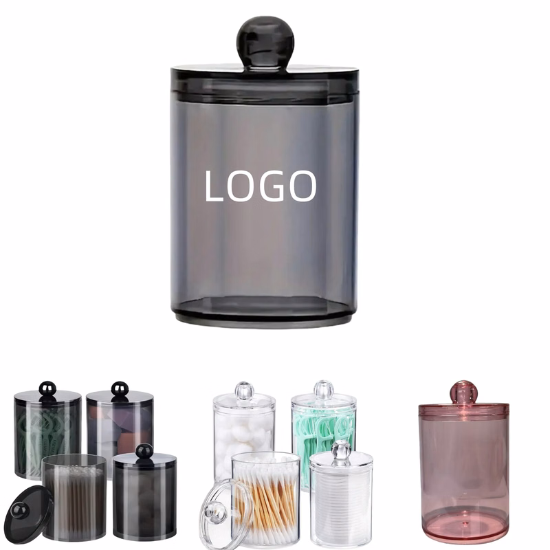 Plastic Clear Cotton Swab Holder Box Storage Jar With Lid