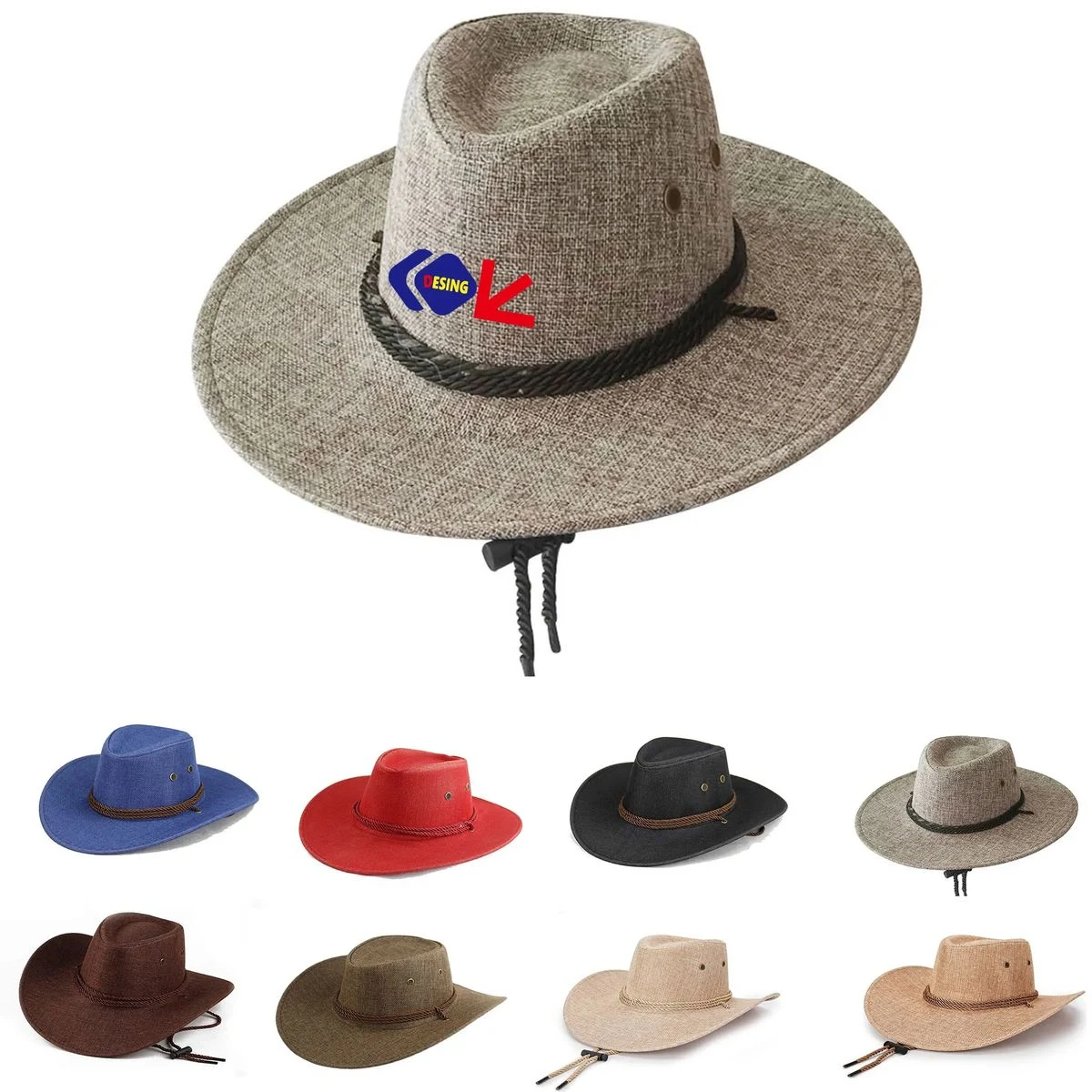 Twill Fedora Hat With Rope Band 1
