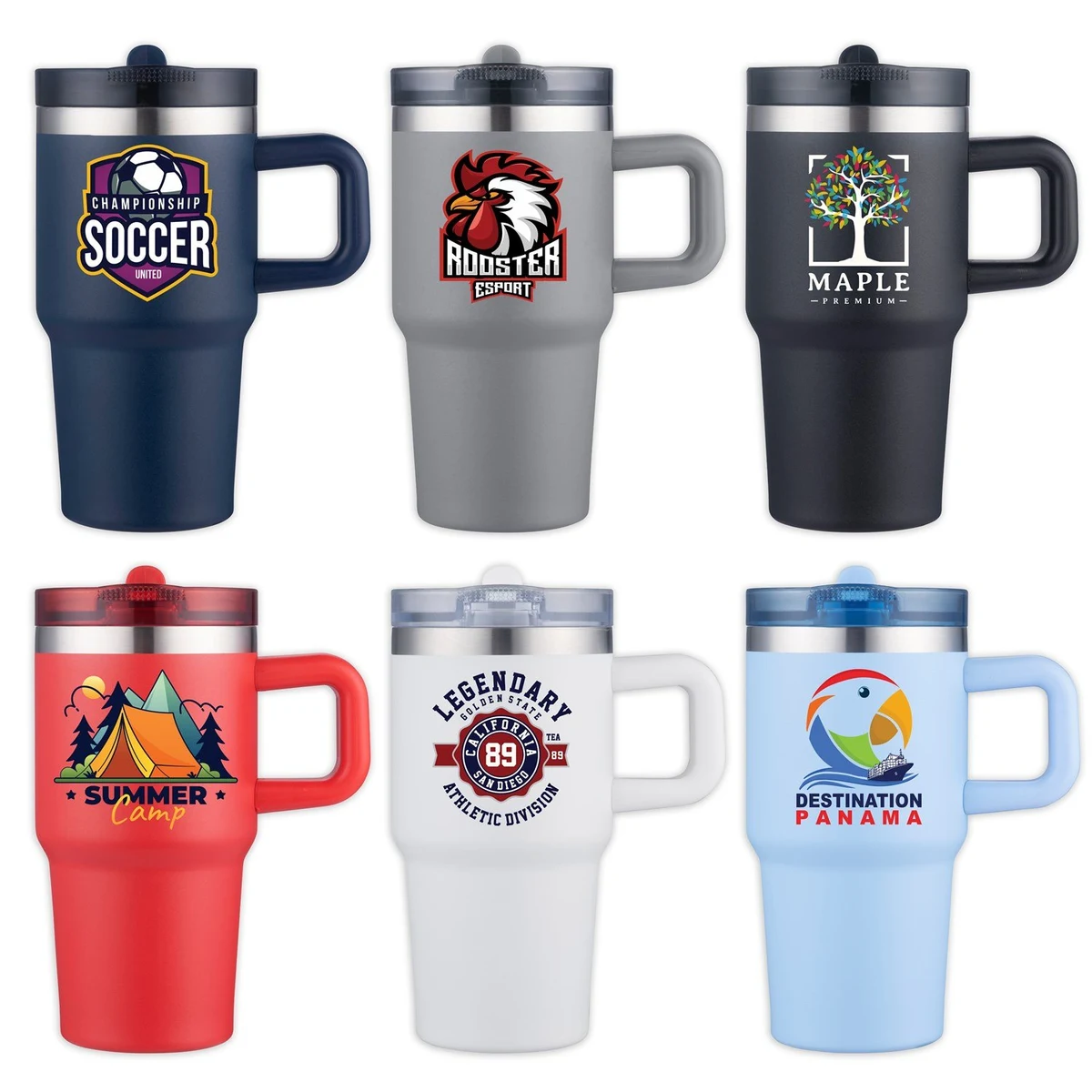 Stout Spout 20oz Recycled Stainless Steel Travel Mug with Handle & Built in Straw Lid 1
